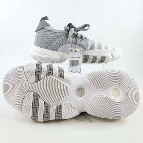 Adidas Trae Young 2.0 Basketball Shoes Grey White Men’s Size 7  -H03842 NEW - Picture 4 of 8
